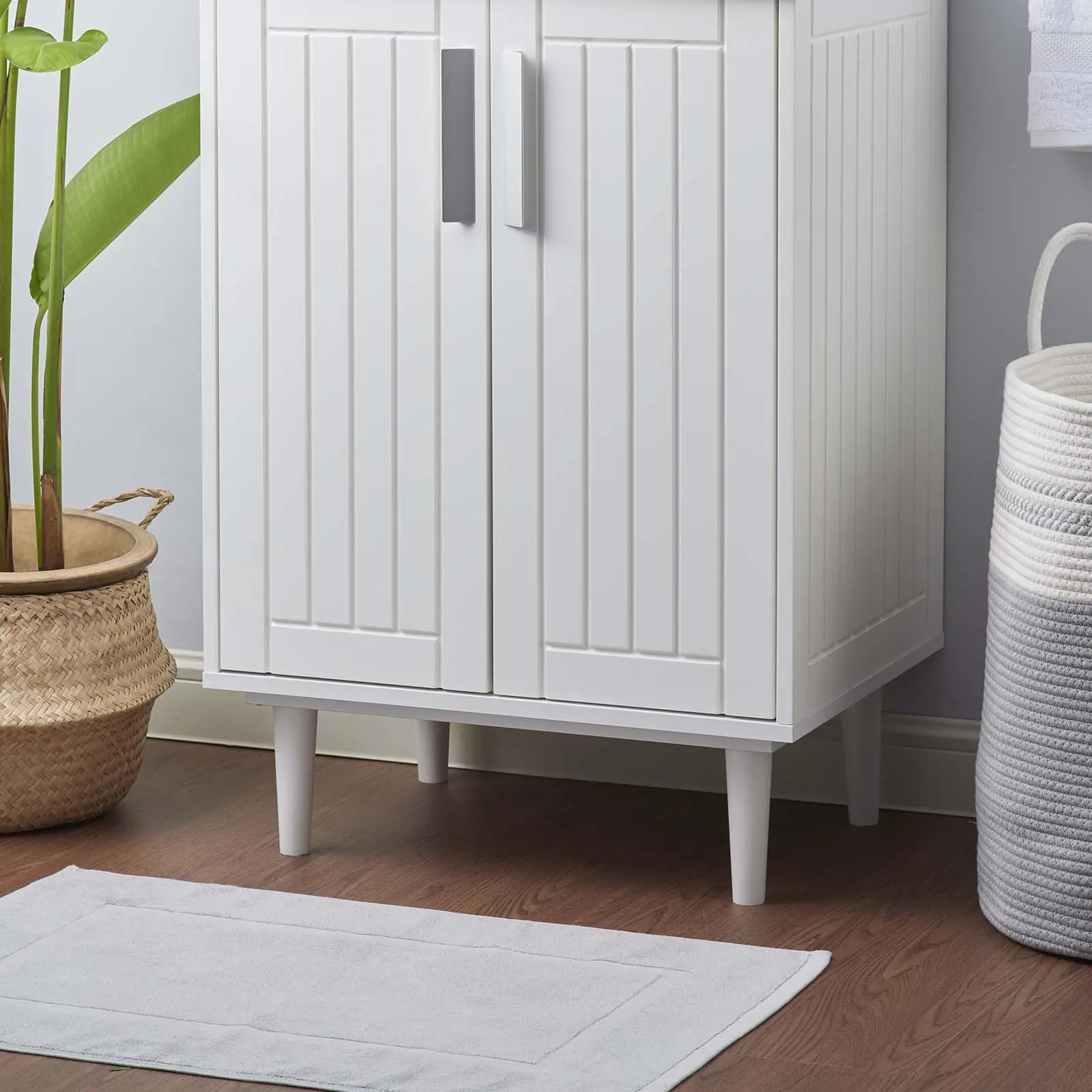 Modway Augusta 24" White Bathroom Vanity Freestanding Wood Storage Cabinet (Sink Basin Not Included), Freestanding Cabinet