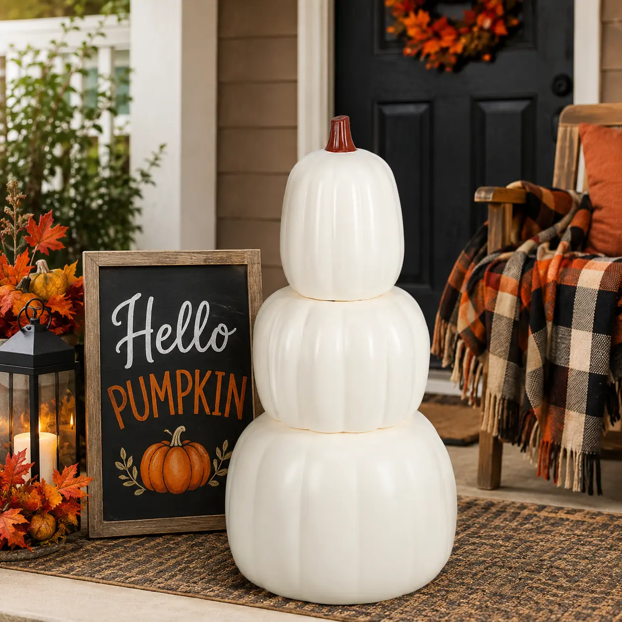 3-Tier Stacked Pumpkin Porch Decor – Fall & Halloween Outdoor Decoration
