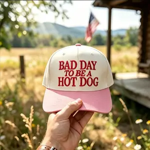 Vintage Funny "Bad Day To Be A Hot Dog" Embroidered Baseball Cap - Viral Meme TikTok Streetwear Retro Trucker Hat for Party Supplies
