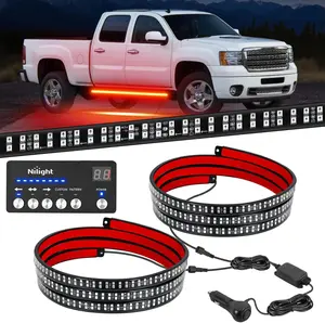 Nilight 2PCS 70 Inch Strobe Light Strip with Controller 864 LED Red Running Board Lights Flexible Side Flashing Working Caution Safety Waterproof for Truck Construction Pickup