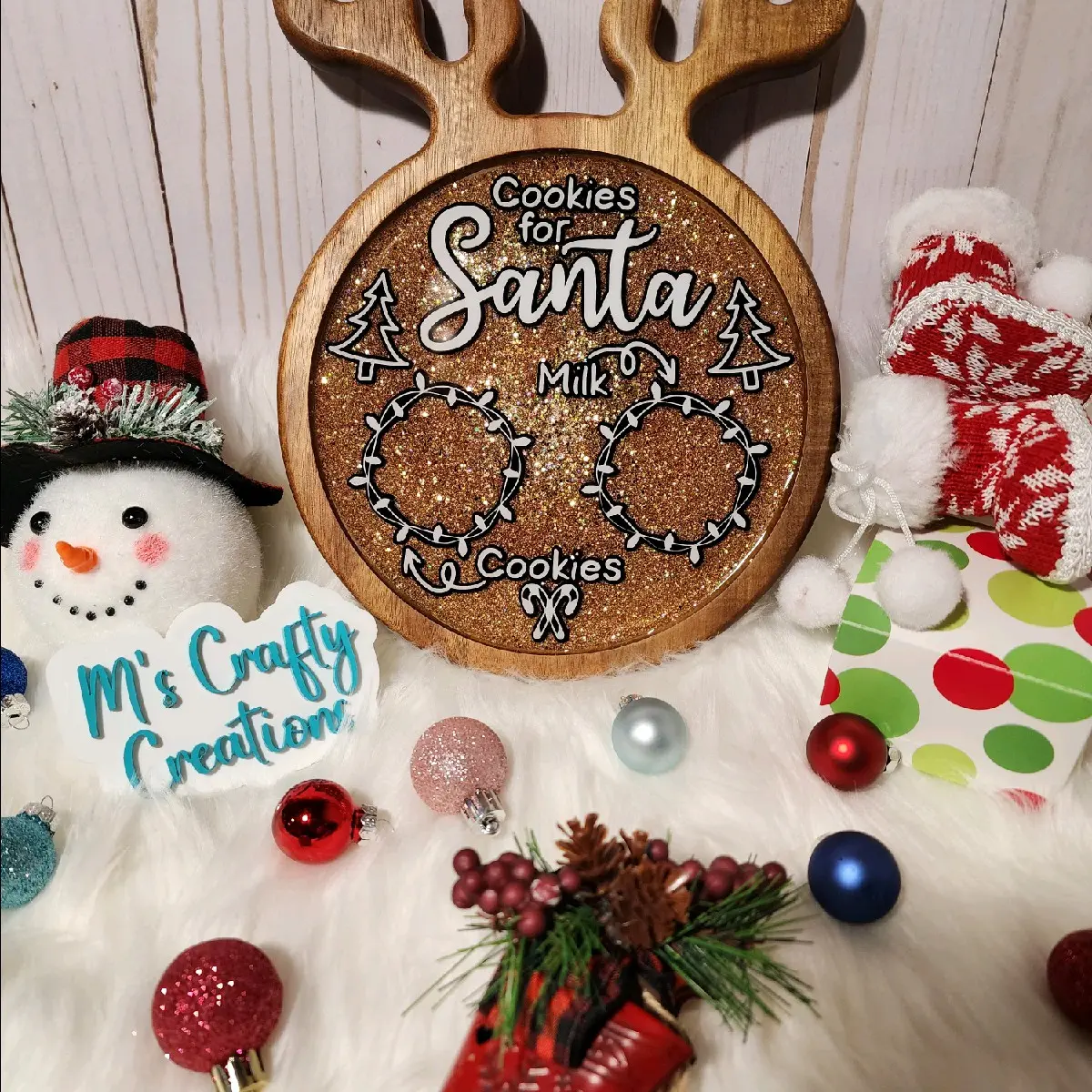 Small Reindeer Santa cookie tray