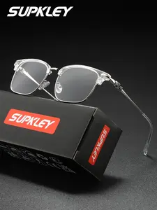 SUPKLEY Blue Light Blocking Reading Glasses, Classic Business Half-Rim Style, Presbyopic Eyewear with Anti Glare, Durable And Lightweight for Seniors