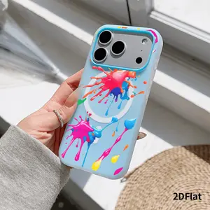 2026 New Colorful Paint Splashes Plastic Jelly Smartphone Case - MagSafe-Supported, Wireless Charging Enabled, Comfortable Touch, Casing Cover with Protection, Compatible with iPhone 17 Pro Max/16 Pro/15/14 Plus/13, Holiday Gift for Adults