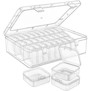 Bead Storage Box, 31 Transparent Plastic Containers with Hinged Lid, Multi Compartment Design, Mini Boxes for Jewelry Making, Crafts, DIY, Seeds, Small Parts