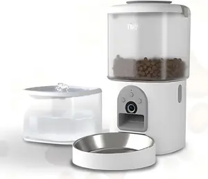 3 in 1 Automatic Cat Feeder, Storage & Water Fountain - with Camera, 1080P HD Video with Night Vision, 2-Way Audio, Low Food & Blockage Sensor, for Cat & Dog Single Tray