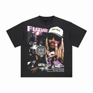 Future Rapper Vintage Graphic T-Shirt, Premium Washed Cotton Crew Neck Short Sleeve Tee, Y2K Hip Hop Streetwear Oversized Unisex Top, Trendy Casual Couple Outfit for Summer Daily Concert Outdoor Street Party Daily Matching Wear