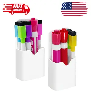 2 PCS Magnetic Pen Marker Holder, Magnetic Dry Erase Marker Holder White 2 pack