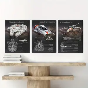 Wooden Framed Canvas, 3 Counts/set Space Craft Pattern Wall Art, Modern Art Design, Modern Wall Decor, Art Wall Decoration for Home Living Room Bedroom Study Room Office