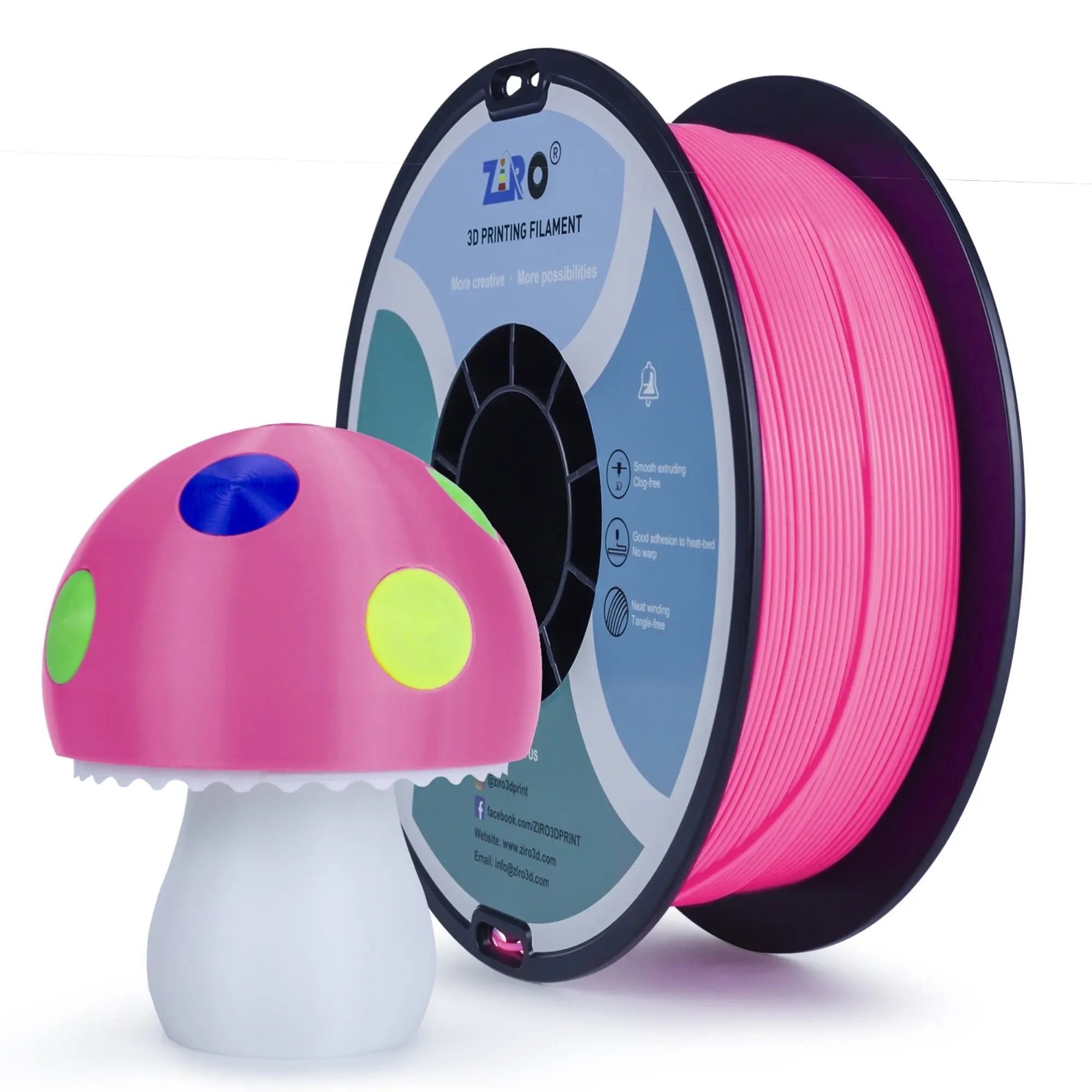 Ziro PLA PRO Biodegradable 3D Printer Filament (PLA Polylactic Acid), 1.75mm Diameter, 1kg Weight, 0.03mm Precision, 330m Length, High Purity, Easy Printing, Low Shrinkage, Rich Colors, Fits Most FDMs