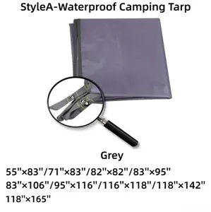 Waterproof Camping Tarp, Grey/Black 4 in 1 Multifunctional Tent Footprint for Camping, Hiking, Backpacking