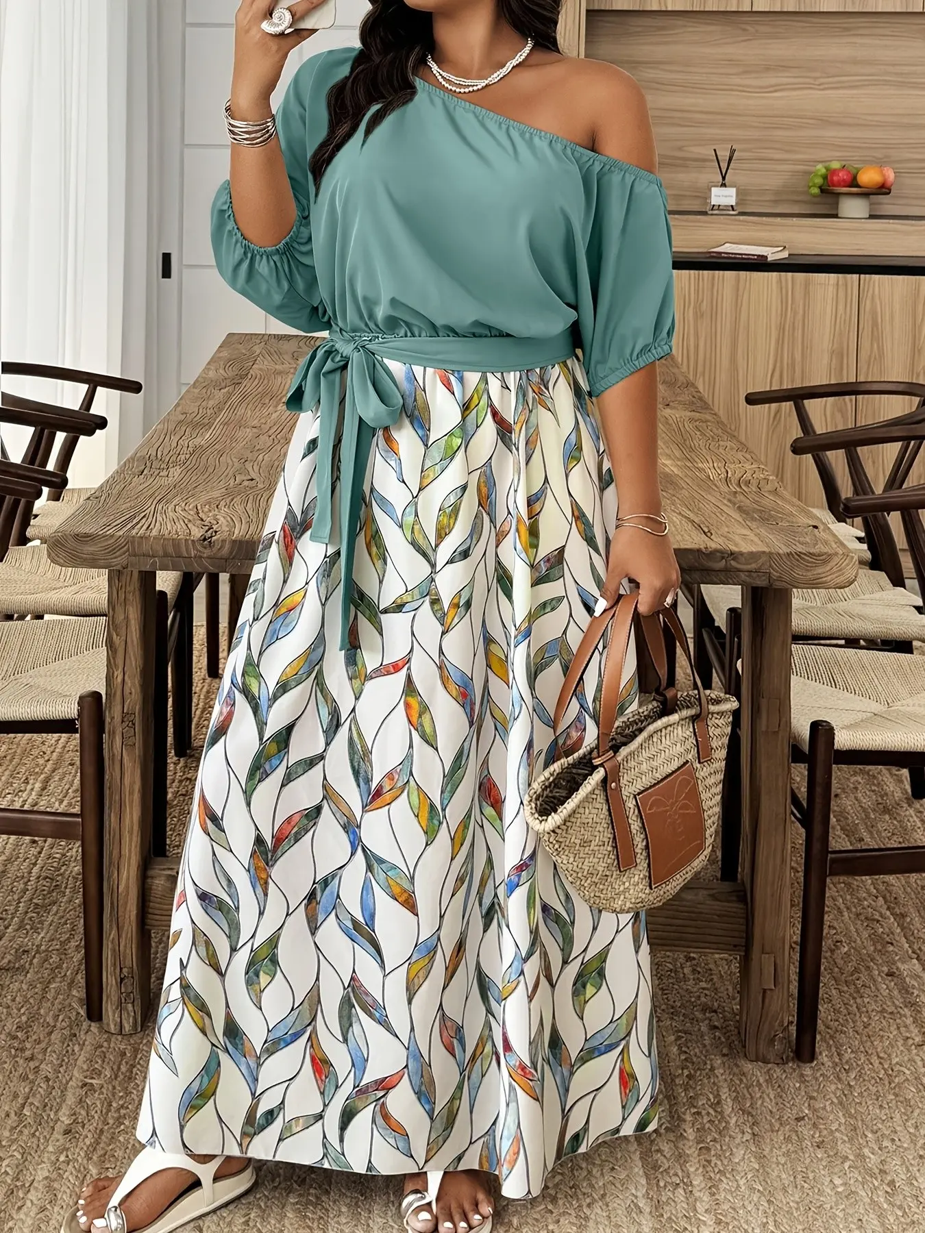 cream dress with black Cream Colored Black Hem Contrast Minimalist Midi Dress