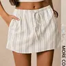 1 Piece Elastic Waist Striped Shirred Skort for Women, Comfortable, Chic and Versatile, Daily Casual Summer Style