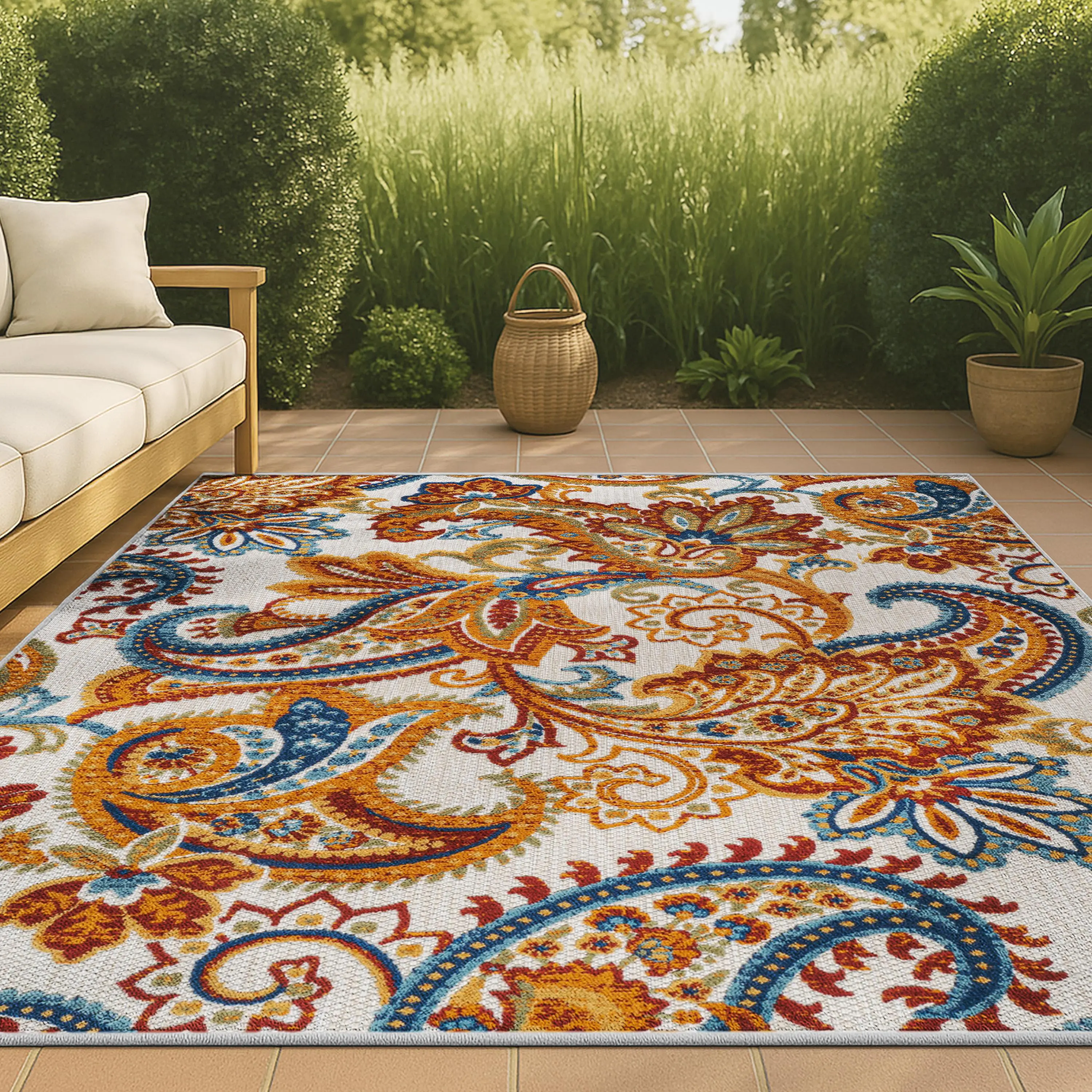 JONATHAN Y Gordes Paisley High-Low Cozy Low-Pile Indoor-Outdoor Home Decor Area Rug; for Living Room, Patio, Bedroom, Cozy Area Rug, Low Pile Rugs