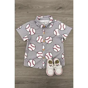 Checkered Baseball Button Down Top