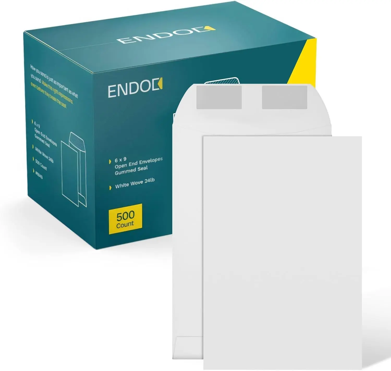 6x9 Catalog Envelopes - 500 Pack - Open End Mailing Envelopes Bulk for Catalogs, Presentations, Newsletters - Plain Envelopes 6x9 with Gummed Seal - Bright White 28lb Heavyweight Paper