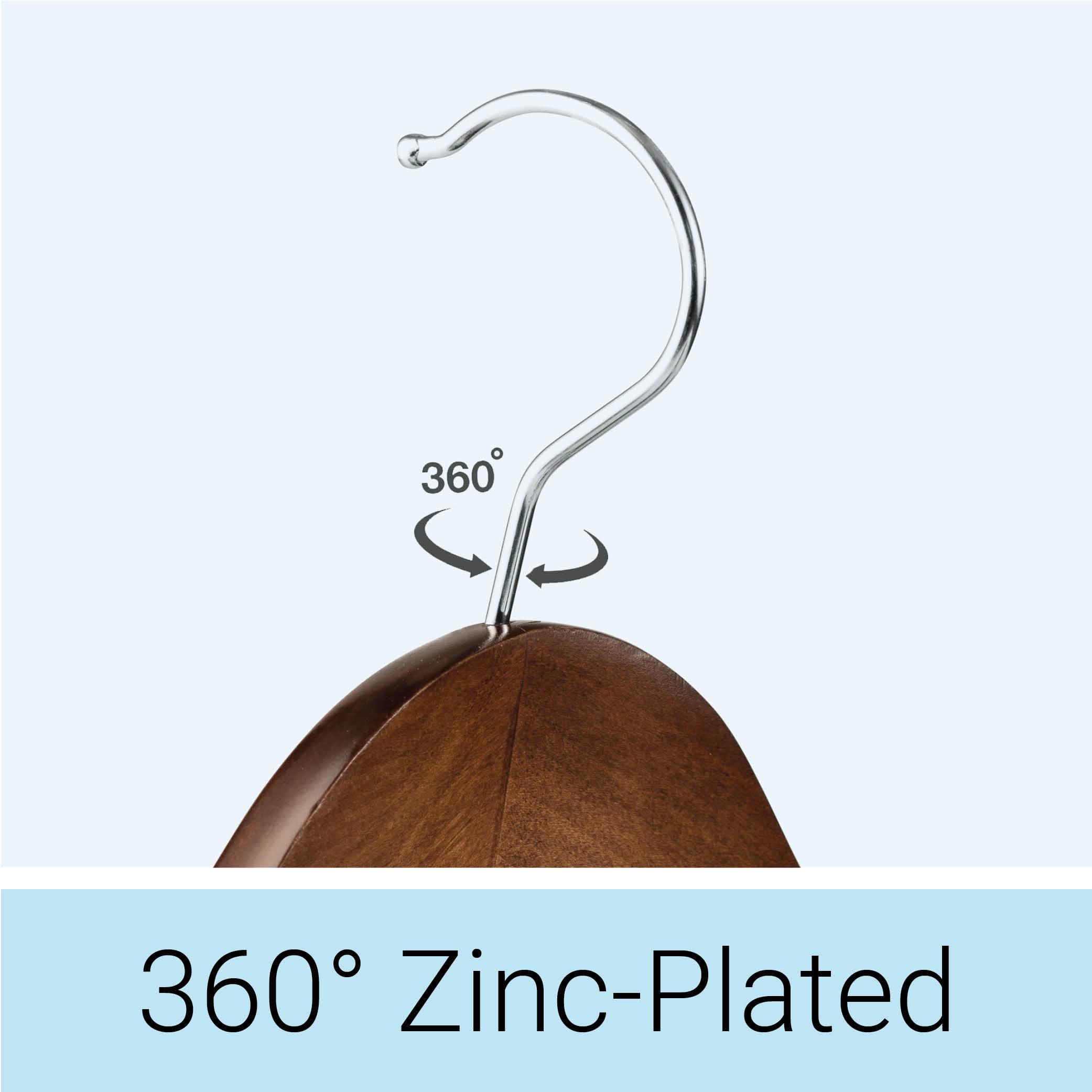 ZOBER 6 Pack High-Grade Wooden Suit Hangers for Men, Extra Wide Shoulder Hangers with Non Slip Pants Bar, Smooth Finish, 360 Swivel Hook, Jacket Hanger, Heavy Duty Wide Hanger for Closet