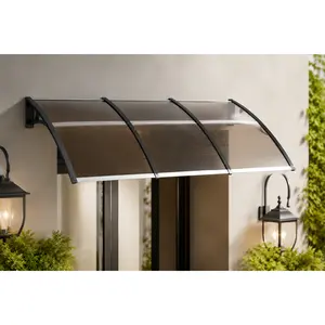 120"X40" Polycarbonate Window Door Awning Canopy UPF 50+ Exterior Front Door Overhang for Sun UV Rain Snow Protection Hollow Sheet Outdoor Entry Awning