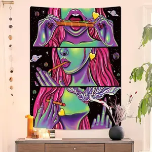 60in x 40in Trippy Tapestry  Weed Tapestry for Stoners Weed Decor Marijuana Cannabis Smoking Tapestries Hippie Hippy Wall Tapestries