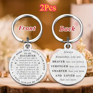 2pcs Two-Sided Inspirational Daughter Keychain - Unique Gifts for Birthday, Graduation, and Special Occasions - Personalized Token of Love from Mom and Dad