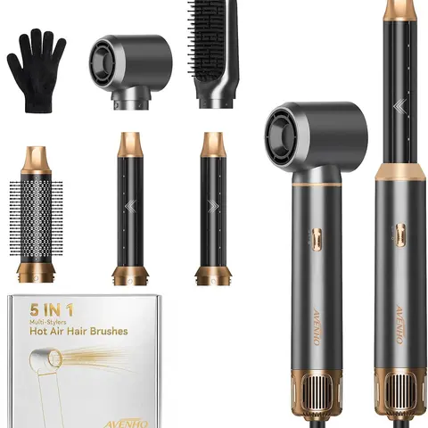 AVENHO 5-in-1 Hot Air Styler, Hair Dryer Brush with Auto-Wrap Curlers | Multi Hair Styling Tool With 3 Heat Settings, Curling Barrels And Straightening Comb For Drying, Curling And Straightening