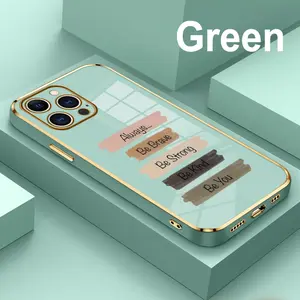 CrownedBeauty Electroplated Phone Case for iPhone 17 Air 16 16E 14 15 13 12 11 X XS Plus Pro Max Luxury TPU Anti-Slip Bumper Shockproof Cover Green Soft Silicone