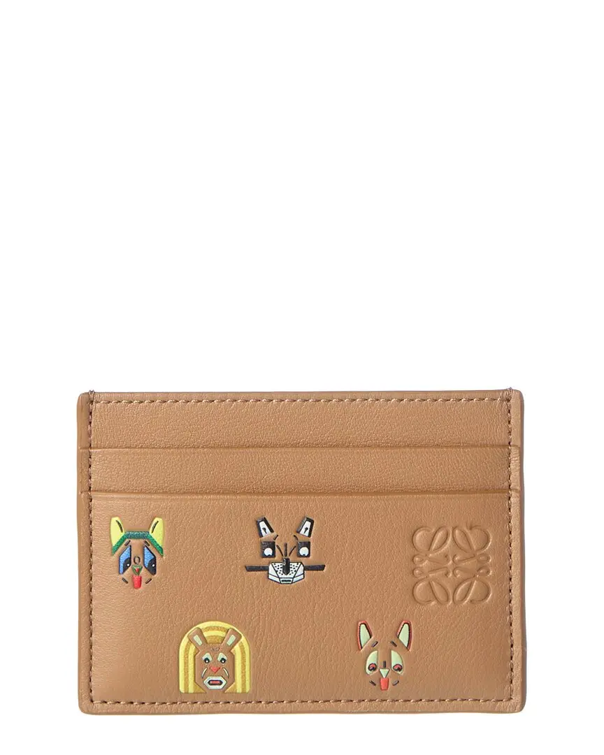 Loewe Cats Plain Leather Card Holder