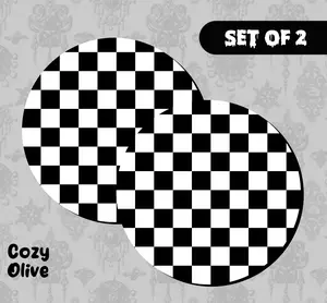 Black Checkered Car Coasters (Set of 2)