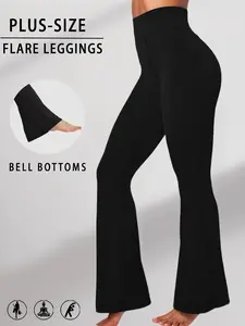 Plus Size Women's Super Soft Flare Pants High Waisted Tummy Control Workout Yoga Push Up Gym Fitness Long Leggings Bell Bottoms