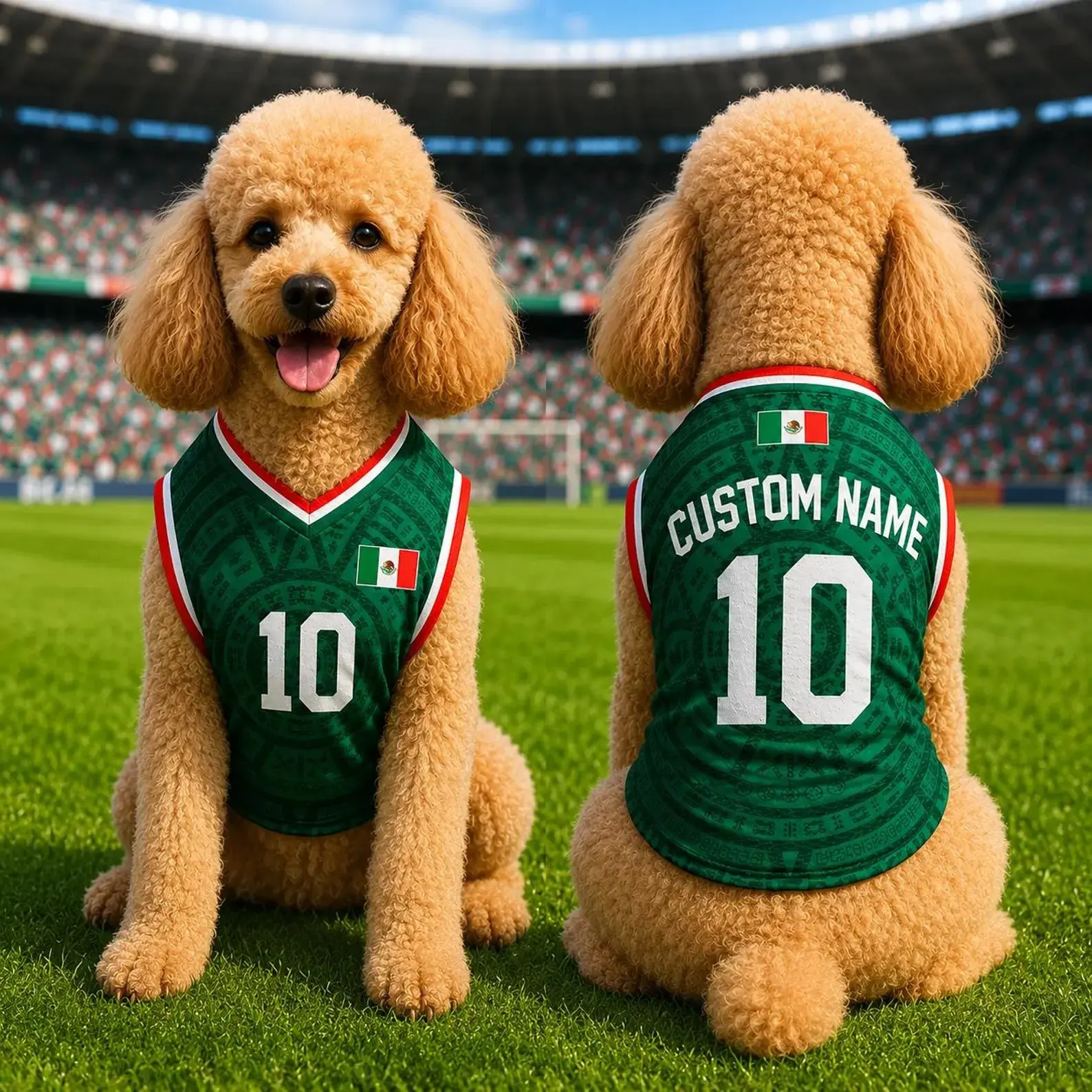 Mexican Dog Jersey, Personalized Dog Shirt, Custom Soccer Pet Clothes, Puppy Football Jersey, Dog Clothes Custom Name