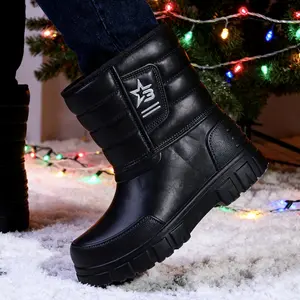 Winter -Lined Thickened Warm Outdoor Rain Boots Genuine Men's Labor Protection Non-Slip Mid-High High Quality Rain Shoes Women's Shoes