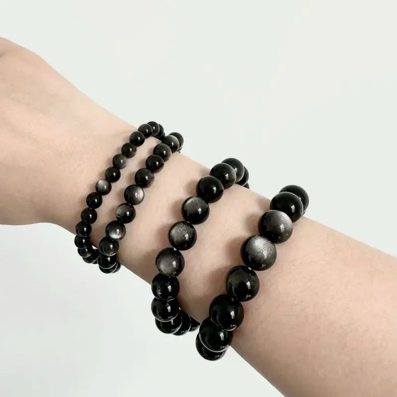 Obsidian Shadow - Black Beaded Bracelet as shown in the Product Image