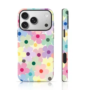 Pastel Rainbow Daisy Floral Design Cute Phone Case 360 Protection for iPhone 17 Pro Max/16 Pro Max /15Pro Max 15/14/13/12 & Samsung S26 /S25Ultra for Girls