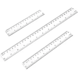 3 Pack 6/8/12 Inch Clear Transparent Acrylic Plastic Straight Ruler Set - Measuring Tool for School Office Students