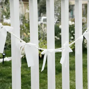 Elegant Pearl Ribbon Garland, Bow Hanging Decoration for Spring, Wedding, Mother's Day, Romantic Home Decor, Hanging Decor for Garden Fence, Ornaments
