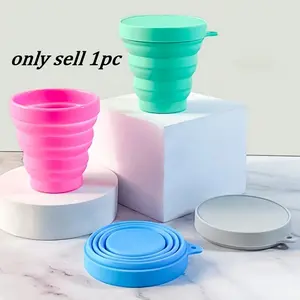 1pc 150ML silicone folding cup outdoor portable retractable water cup travel fall-resistant high-temperature silicone cup