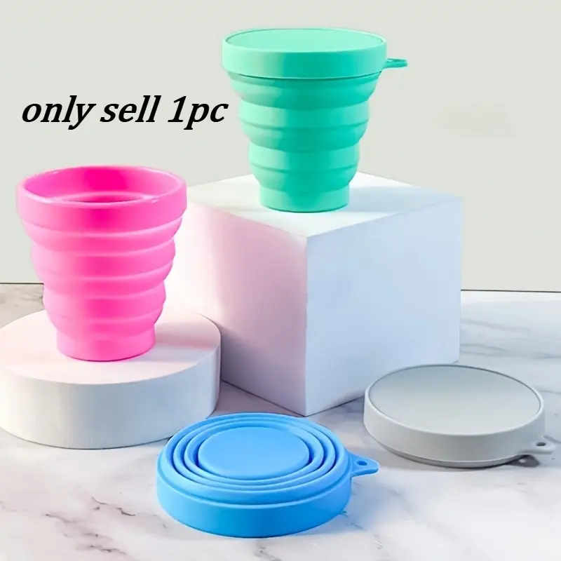 1pc 150ML silicone folding cup outdoor portable retractable water cup travel fall-resistant high-temperature silicone cup