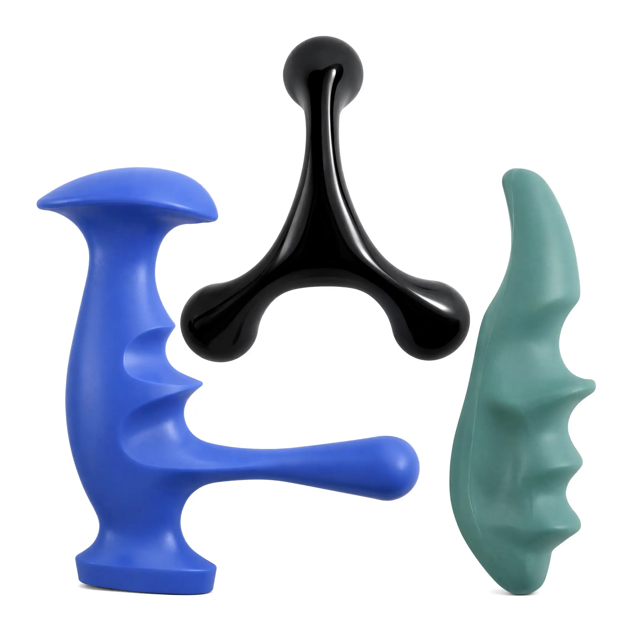 Ergonomic Trigger Point Massager - Smooth Plastic Manual Massage Tool for Deep Tissue Myofascial Release, Neck Back Shoulder Muscle Knot Relief