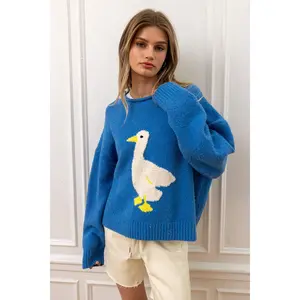 Billie  Animal Intarsia Cozy Knit Pullover