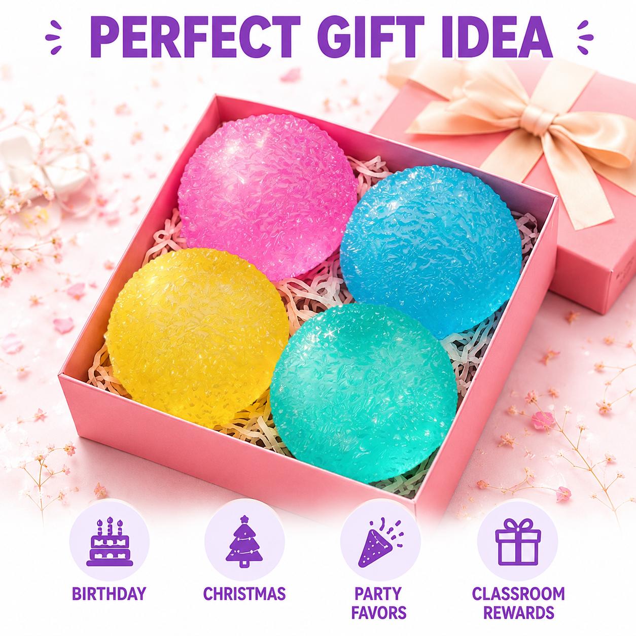 Crystal Mochi Stress Ball, Soft Stretchy Sensory Fidget Toy, Textured Squishy Squeeze Ball for Stress Relief, Desk Toy Gift for Kids Teens & Adults, Sensory Stress Reliever, Stretchable Stress Relief