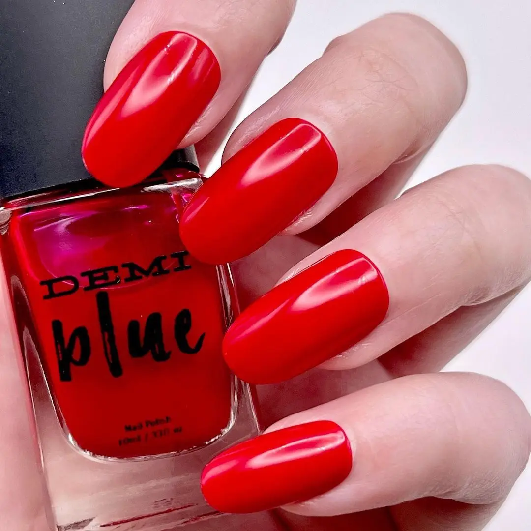DEMIblue Sexiest Red Vegan Nail Polish 10G 21-Free Cruelty- Manicure Smooth Application - Radiance
