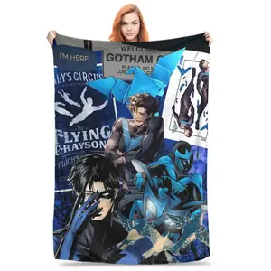 Flannel Throw Blanket Nightwing Warm Plush Blankets Soft Bedspread for Bed Living room Home Picnic Sofa  Best choice for home and outdoor