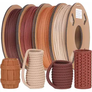 30% Real  Fiber  Printer Filament Bundle, 3 D PLA Printing Print Filament 1.75 mm, +/-0.03mm & 2.2 lbs, Walnut, Oak, Cherry, Teak, 250g X 4 Pack