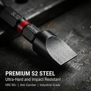 7-Piece Flat Head Screwdriver Bits Set, Sl8/sl10/sl12 Sizes, Magnetic Shank, S2 Steel, Durable, Ideal for Electric Drill, Narrow Spaces