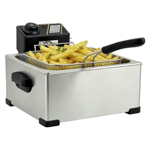5 Liter/21 Cup Stainless Steel 1400 Watt Electric Fryer withRemovable Triple Plate Fryer, 5.3 Quart, Silver, Oil-Repellent Filter Cover, Easy to Clean, Ideal  FriedChicken, Fish, Chips and Donuts, Ideal Gift  HomeCookers griddle for home