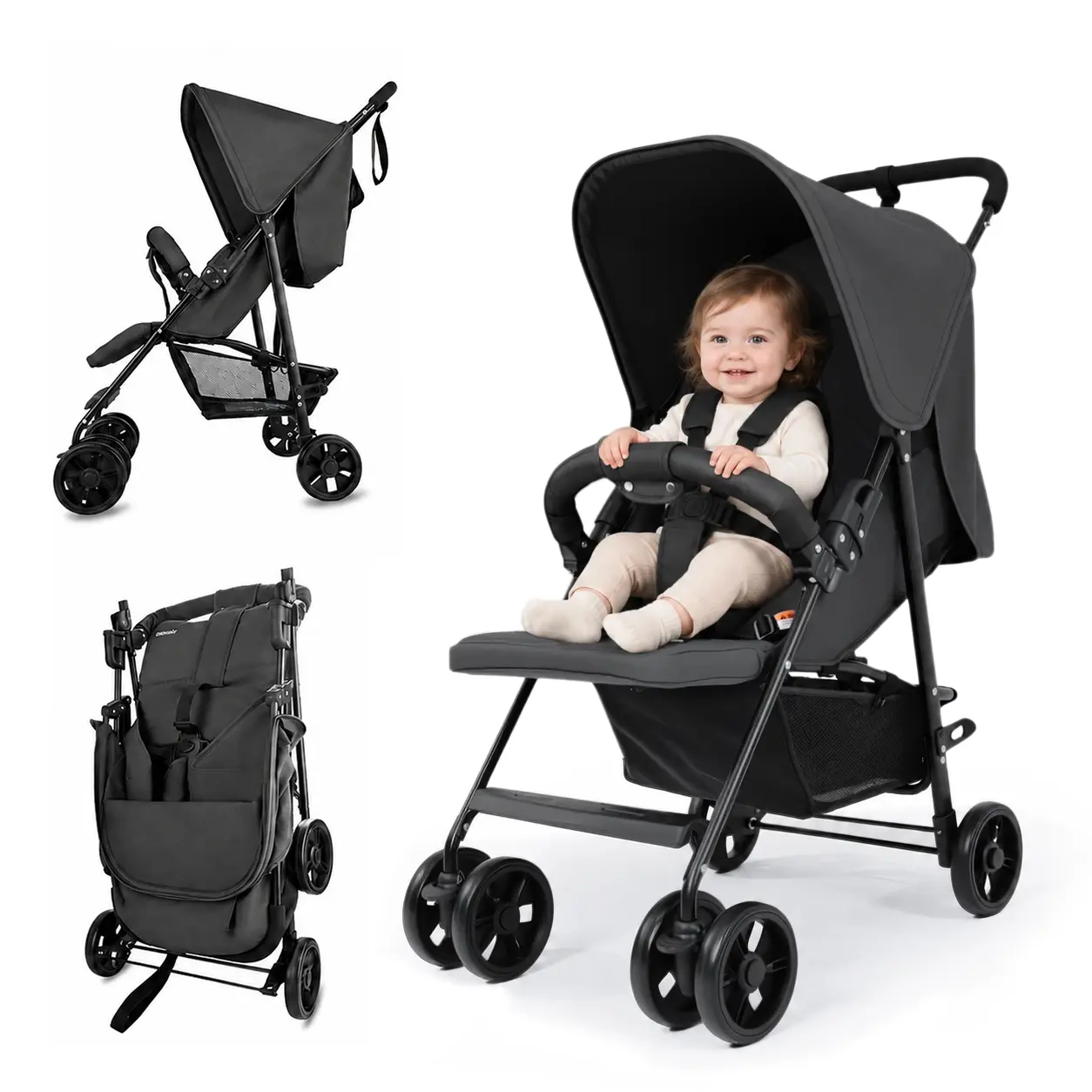 Cochildor Lightweight Collapsible Easy Fold Travel Stroller for Infant-Toddlers - Aluminum Frame, Multi-Angle Seat Recline, Anti-Shock EVA Wheels, Ventilated Seat Pad, Fits Car Trunk-Overhead Bin, Folding Travel Friendly Stroller, Collapsible Stroller