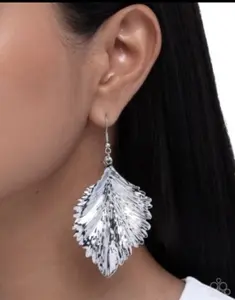 Feathered Flair - Silver Feather Dangle Earrings