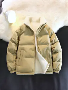 Men's Reversible Lamb Fleece Jacket Fall & Winter, Multi-Pocket Thickened Warm Coat, Casual Fitted Outerwear for Men