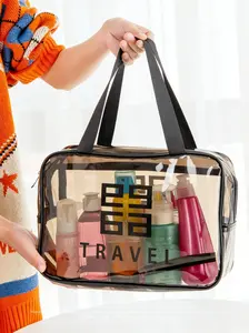 Portable Transparent Makeup Bag, Large Capacity Waterproof Cosmetic Storage, Multifunctional Travel Organizer, Women Daily Use, Suitable for Swimming