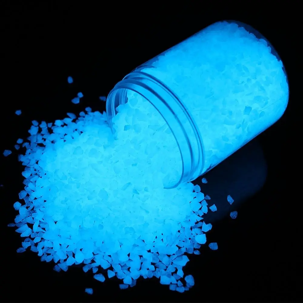 Glow in The Dark Neon Aquarium Gravel Sand Decorative Rocks for Fish Tank and Fairy Garden Home Decoration 3-5mm Sky Blue 305g/0.67lbs