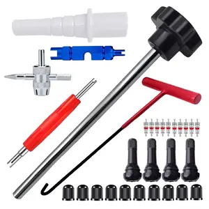 Tire Valve Stem Repair Tool Kit Rubber Valve Stem Removal Installation with Valve Core Tool for Car Bike Bicycle